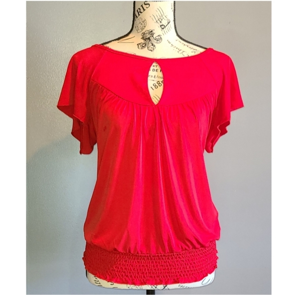 Speechless Red Scoop Neck Peep Hole Top - Picture 1 of 3